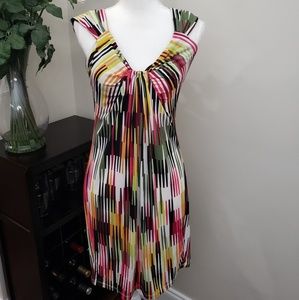 Vintage Maggy London Sleeveless Rainbow Midi Dress